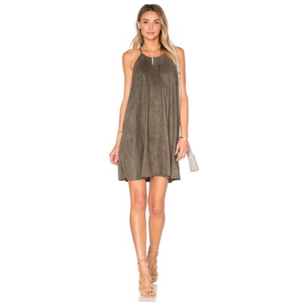 Suede High Neck Shift Dress